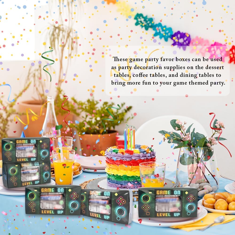 Shescrzionu Video Game Party Favors Boxes 12 PCS-Perfect Gamer Decors Party Favor Boxes with Window, Birthday Decorations Video Game Birthday Decorations Bags Gifts Aa13