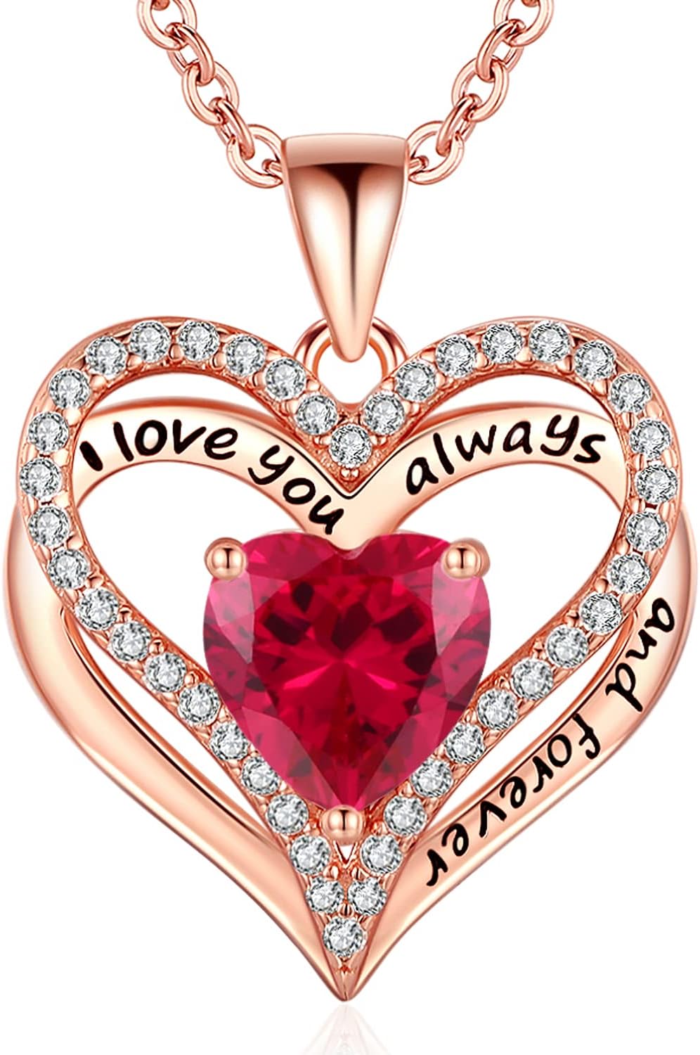 S925 Sterling Silver Necklace for Women, Wife Jewelry Rose Gold, Mom Birthday Valentines Mothers Day Gifts, Girlfriend Necklaces, Daughter Heart Jewel, Anniversary for Her