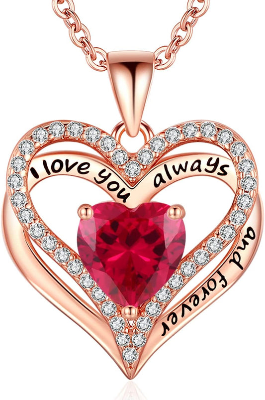 S925 Sterling Silver Necklace for Women, Wife Jewelry Rose Gold, Mom Birthday Valentines Mothers Day Gifts, Girlfriend Necklaces, Daughter Heart Jewel, Anniversary for Her