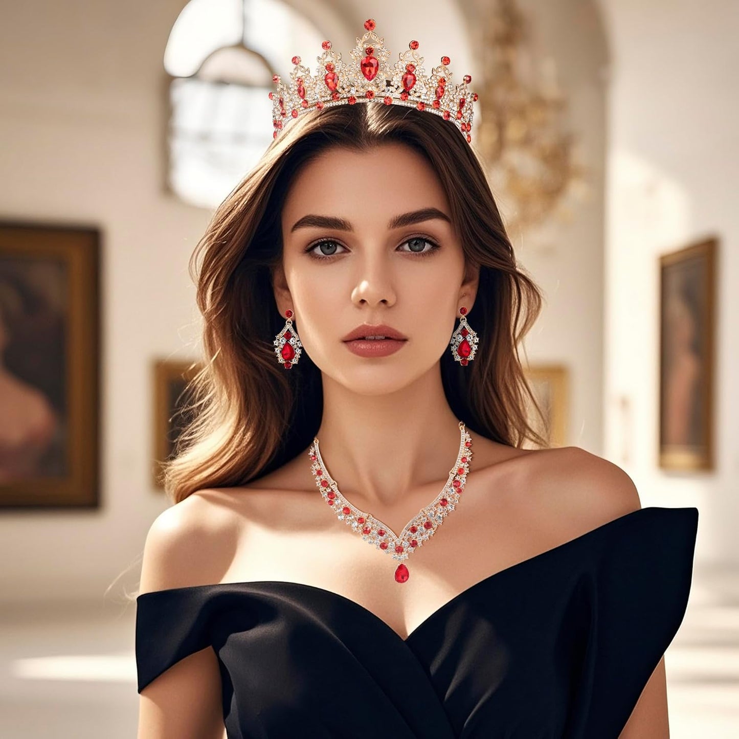 Crowns and Tiaras jewelry sets for Wedding princess birthday party Halloween Prom Pageant Jewelry for Women Crystal Bridal Jewelry Set for women