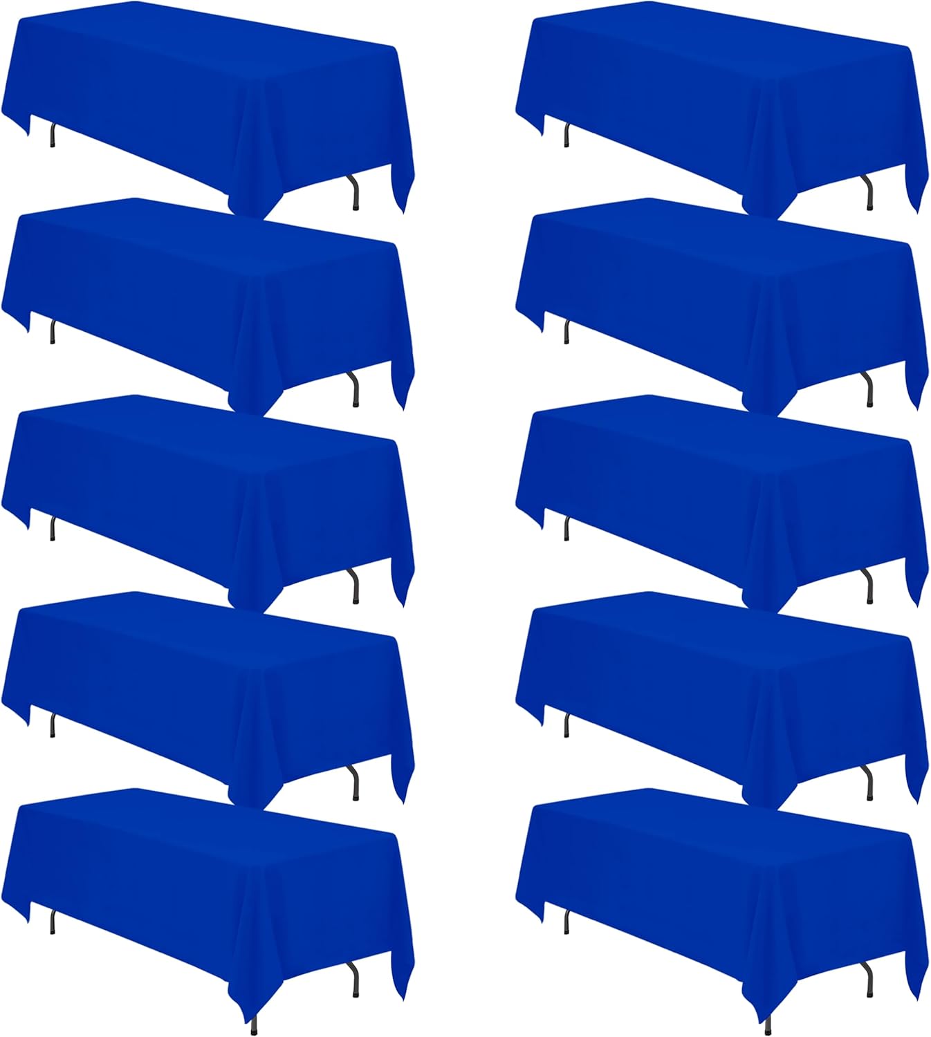 BRILLMAX 10 Pack Royal Blue Tablecloths 70 x 120 Inch for 6ft or 8ft Rectangle Tables - Rectangular Bulk Linen Polyester Fabric Washable Cloth Cover for Wedding Reception Banquet Birthday Party