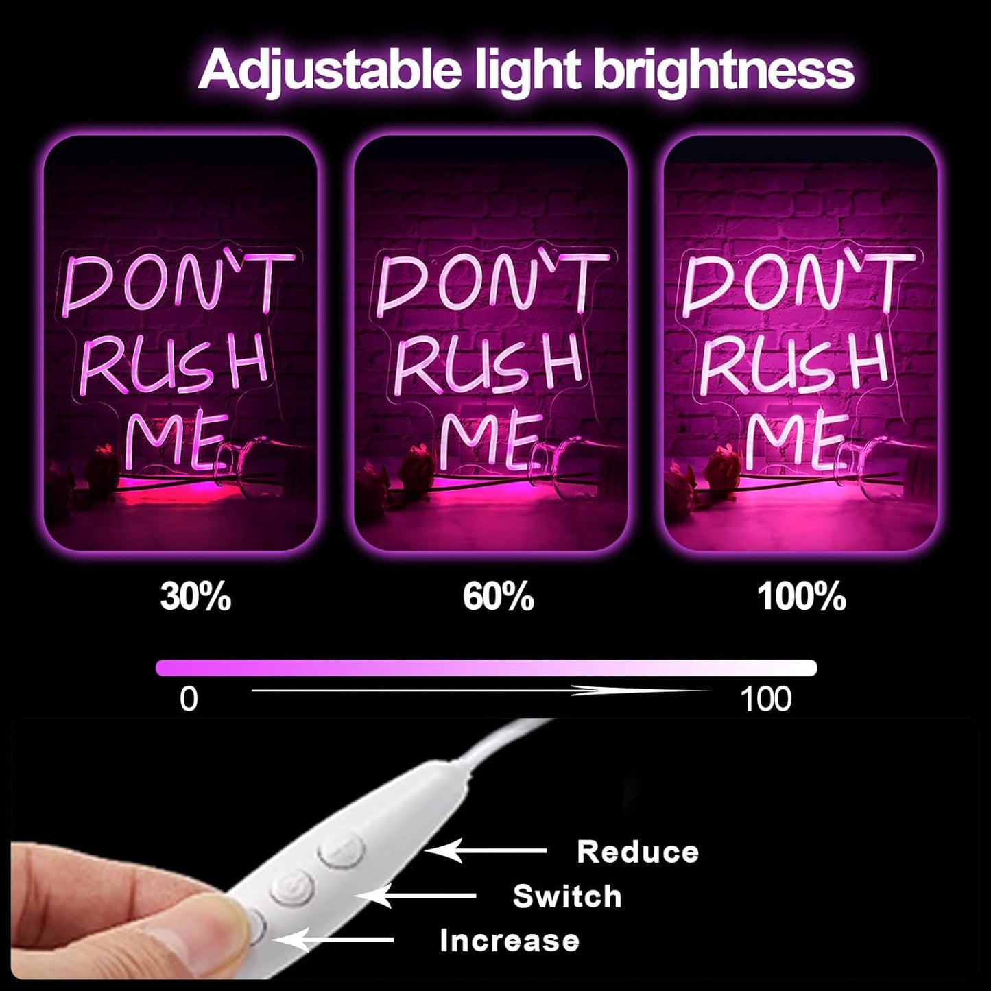 DON'T RUSH ME LED Neon Sign for Bedroom Wall Decor,Pink Aesthetic Room Decor for Teen Girls, Cool Girl Room, Dopamine Decor Gift