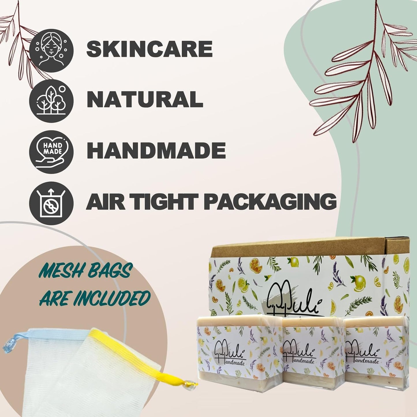 Natural Handemade Bar Soap for Men and Women with Essential oils, Scented Bar Soaps for Bath, Fragrance Regular Use Gift Set (Pack of 3) Calendula