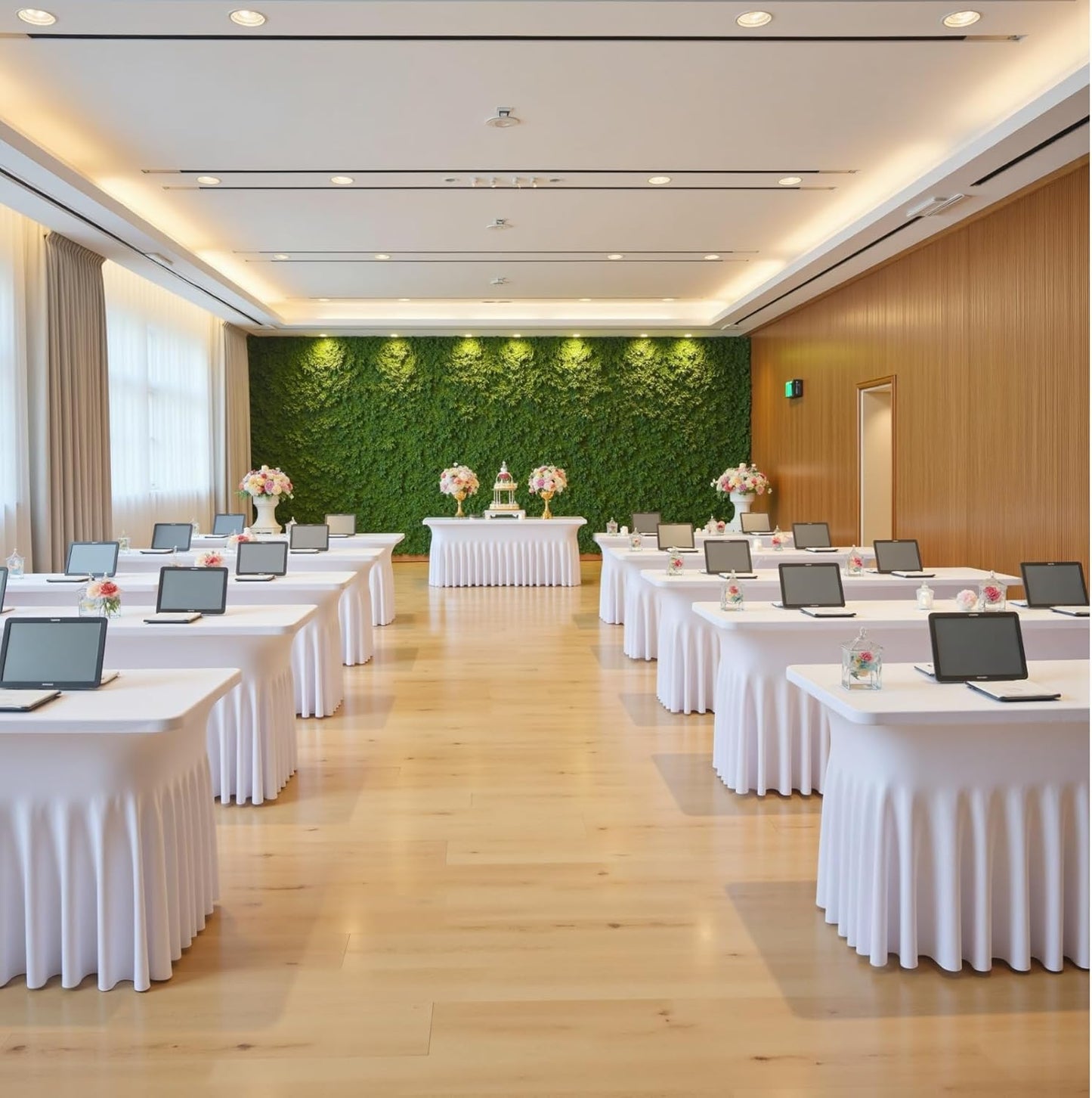 Outpain White Spandex Table Clothes for 6 Foot Rectangle Tables-8Pack 6FT Spandex Fitted Table Cover, Wrinkle Free Tablecloths with Skirt for Parties, Wedding, Birthday, Banquet, Festival