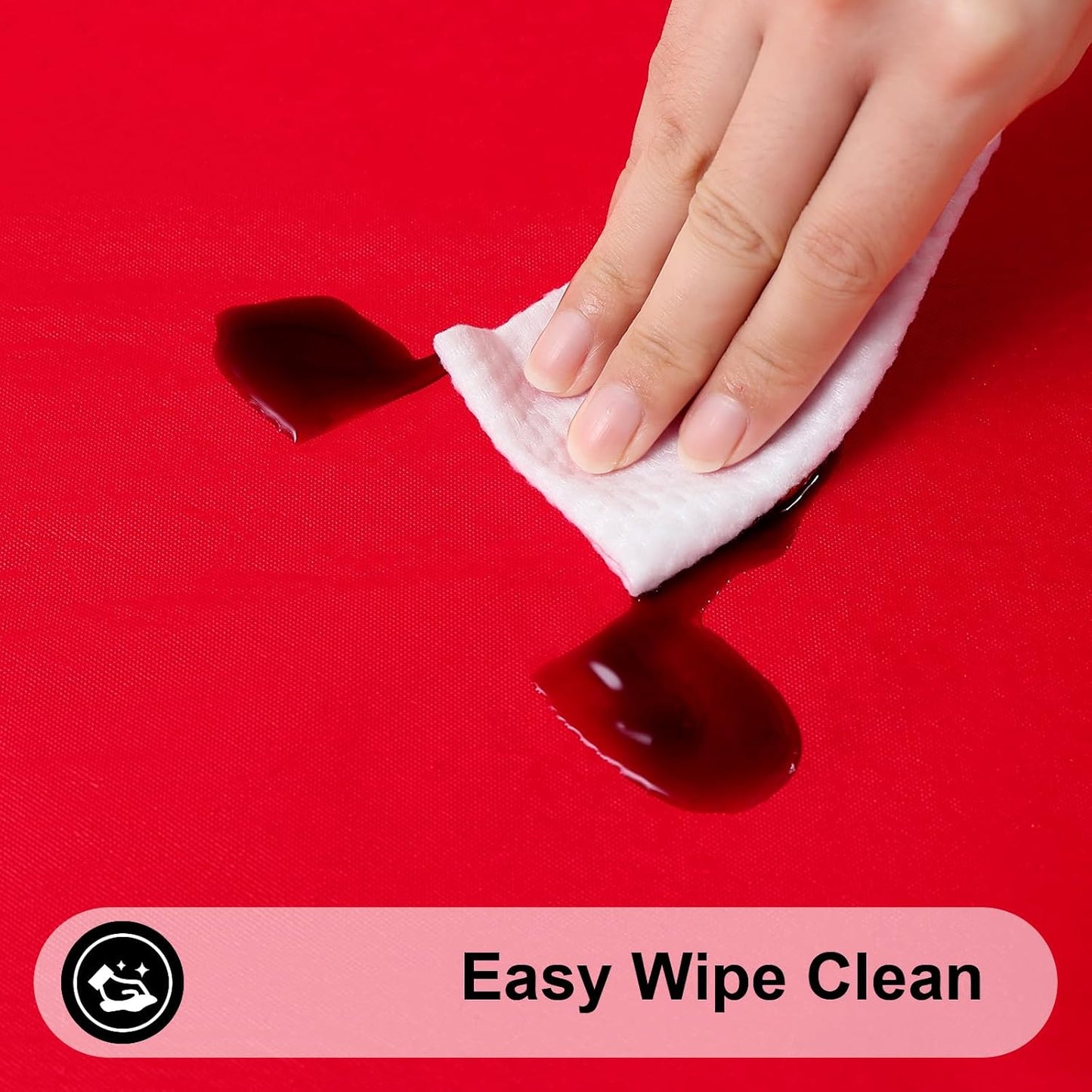 Smiry Rectangle Tablecloth, Elastic Fitted Flannel Backed Vinyl Tablecloths for 6ft Folding Tables, Waterproof Wipeable Table Covers for Indoor, Outdoor, Picnic and Camping (Red, 30"x72")