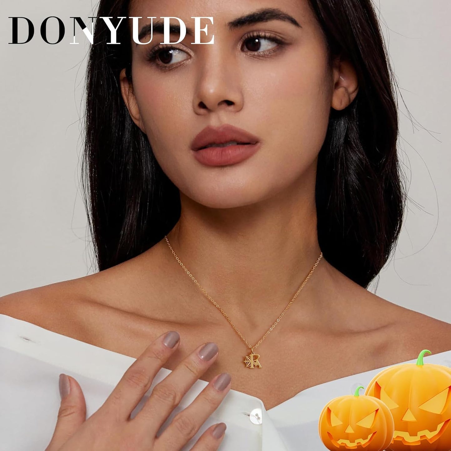 Halloween Necklace Halloween Gifts for Women Initial Necklace with Spider Web for Teen Girl Adjustable Dainty Gold Letter Necklaces for Her Girlfriend Daughter Halloweens Birthday Gift Basket Jewelry Decorations