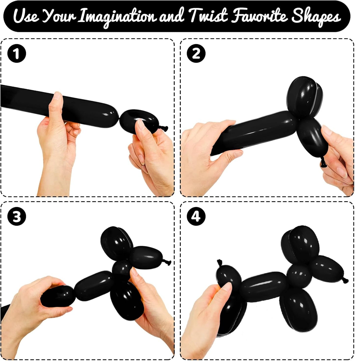 100Pcs Black 260 Balloons, Long Balloon for Tying Balloon Arch, Long Skinny Balloons for Twisting Ballons Animal balloons Birthday Party Wedding Festival Decorations