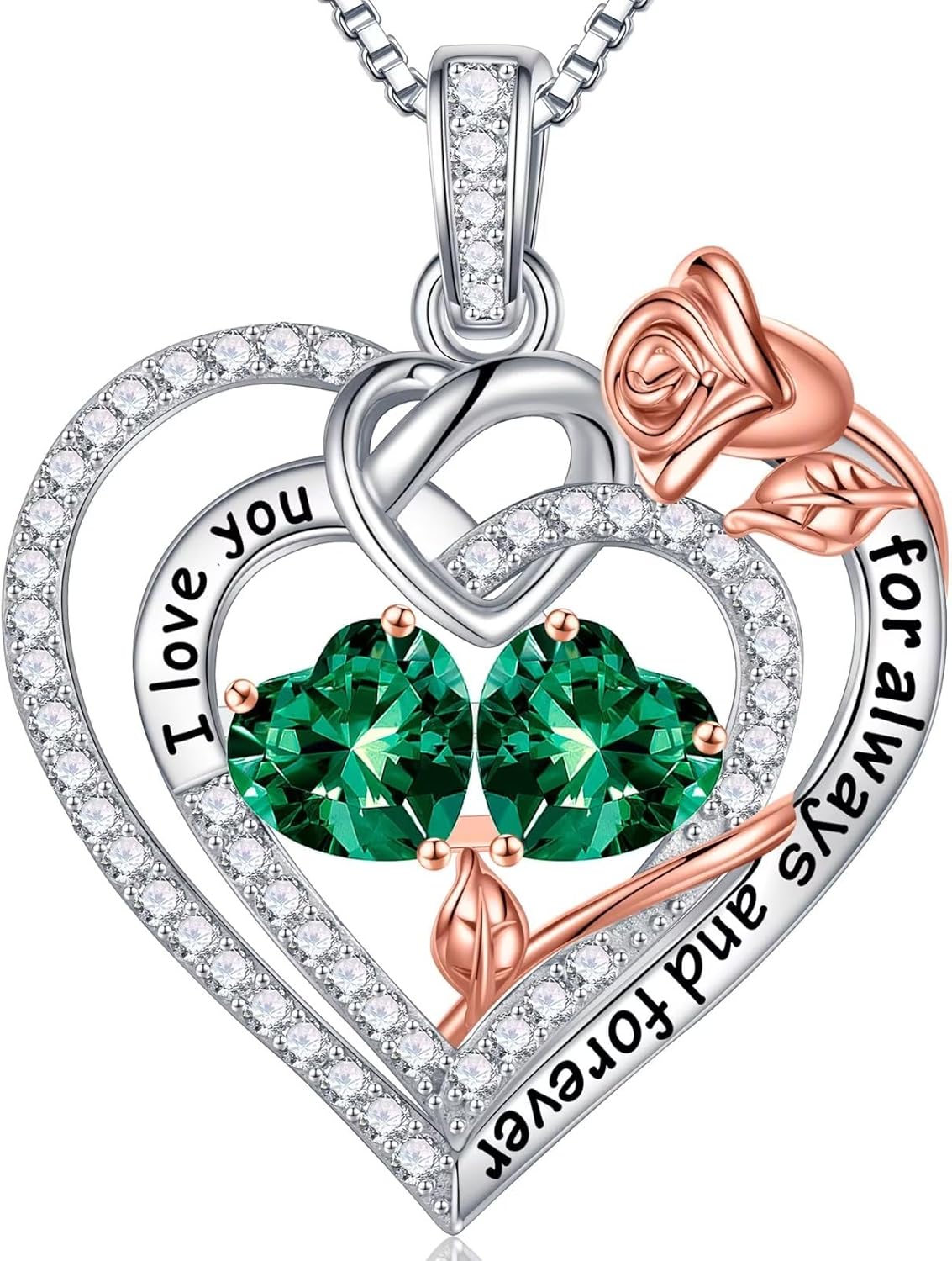 Iefil Christmas Gifts for Wife Women - 925 Sterling Silver Double Birthstone Necklace, Anniversary Birthday Gifts for Women, Jewelry Gift for Wife Girlfriend Mom Her