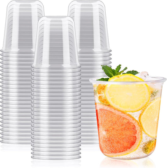 50 Pcs Disposable Stemless Wine Glasses, 12 Oz Clear Plastic Cold Drinking Cups Party Cups for Wedding, Meeting, Catering, Cocktail