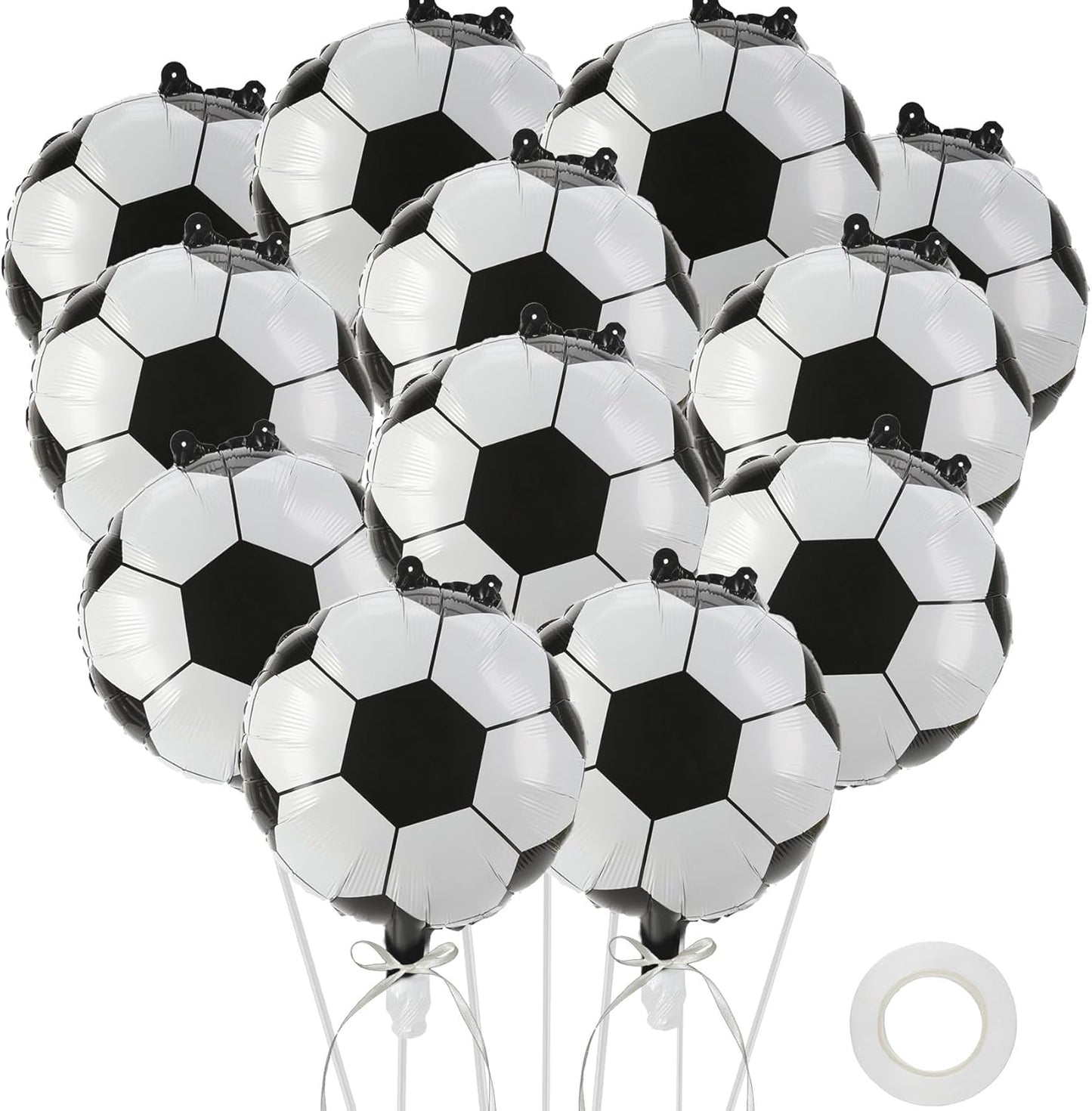 12 PCS 18 Inch Soccer Balloons Birthday Party Decorations Soccer Ball Balloons Party Favors Supplies Giant Large Sports Balloon Lover Theme Christmas Mylar Foil Helium Aluminum Balloon Baby Shower