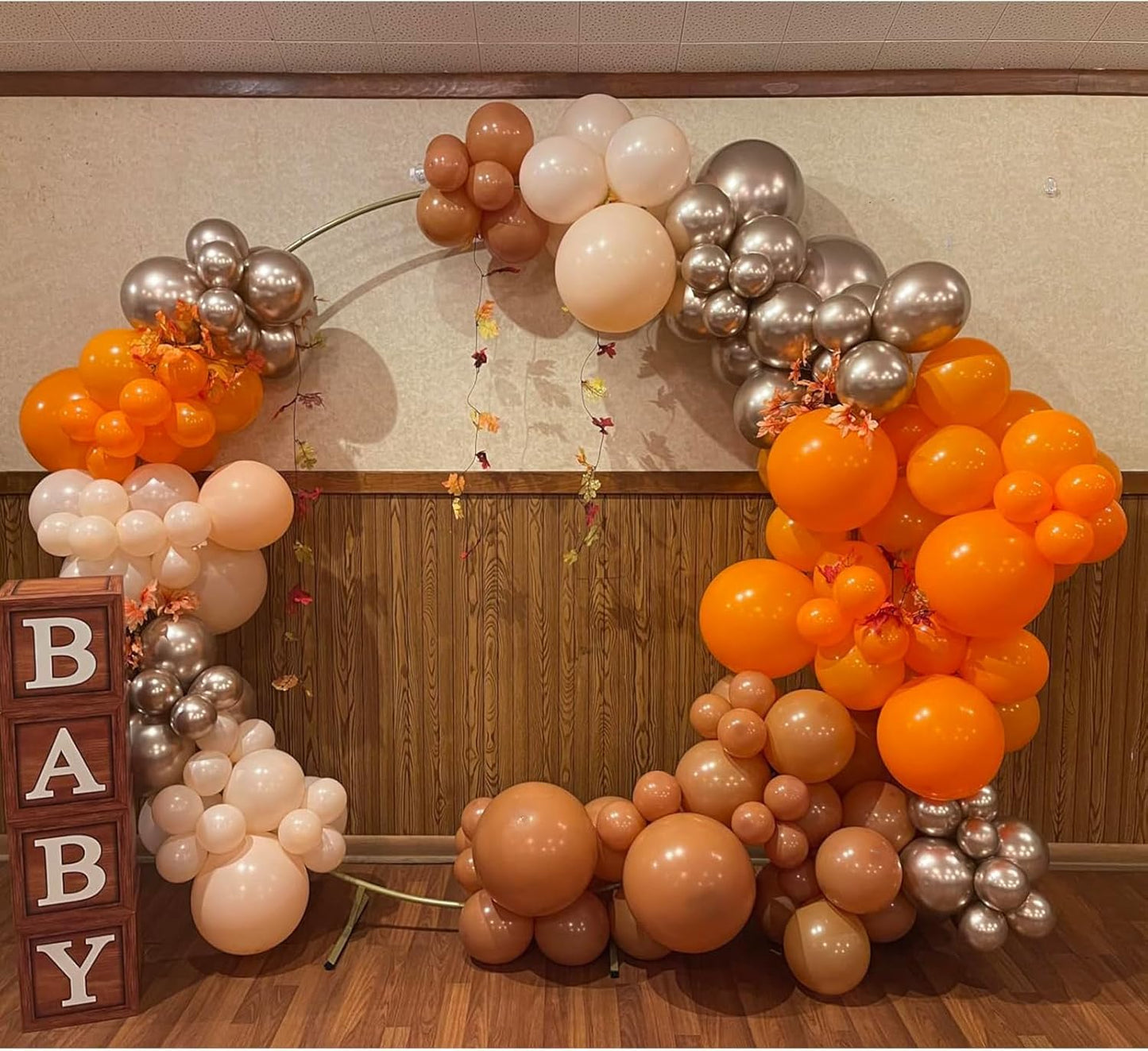 Orange Balloons, 150 pcs Different Sizes Pack of 18 Inch 12 Inch 10 Inch 5 Inch Fall Balloon Arch Kit Garland for Thanksgiving Halloween Little Cutie Baby Shower Birthday Party Decorations