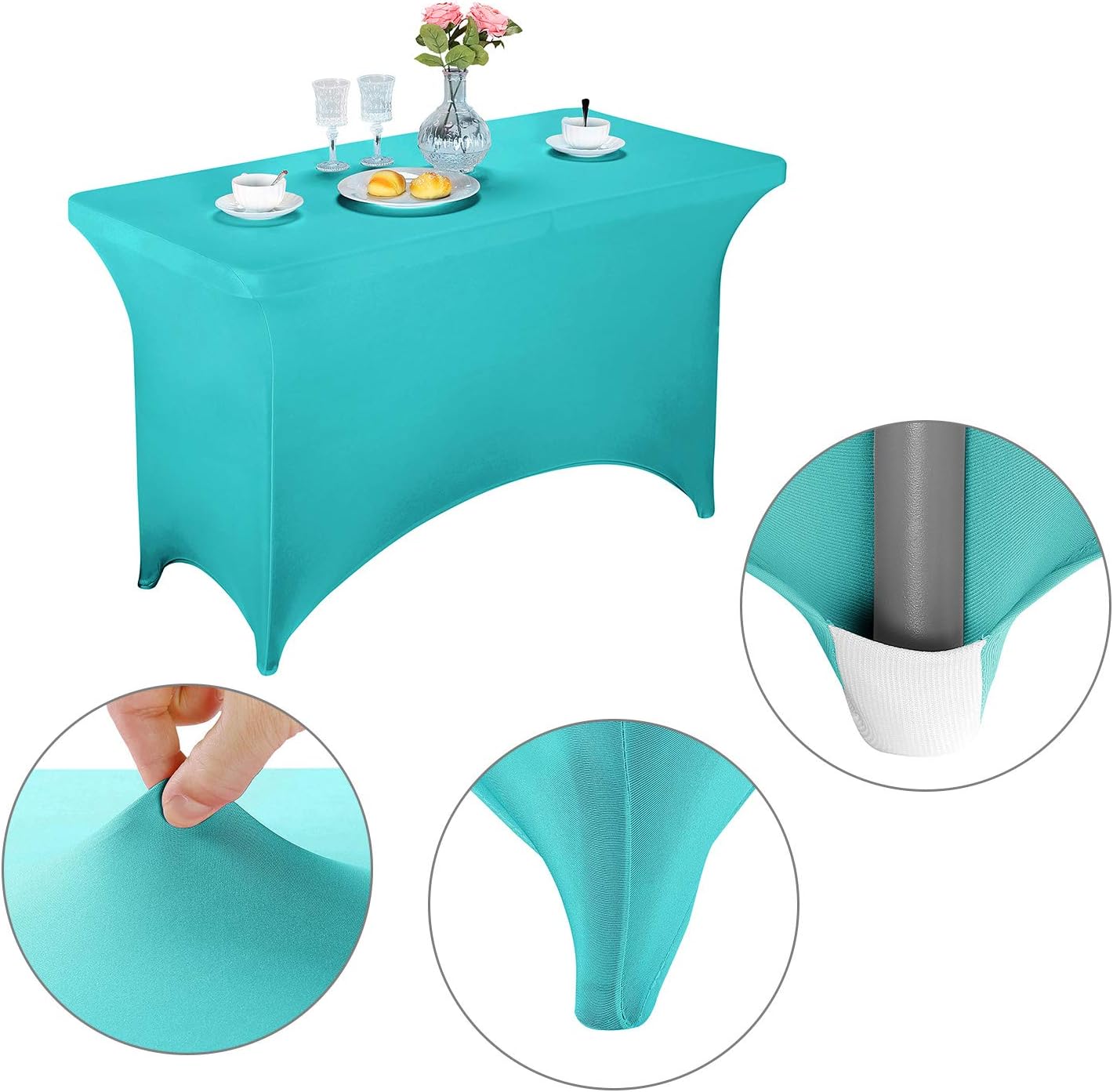 LZY Spandex Fitted Stretch Table Cover for 4ft or 6ft or 8ft Folding Table, Rectangular Cocktail Tablecloth, Perfect for Party or Banquet