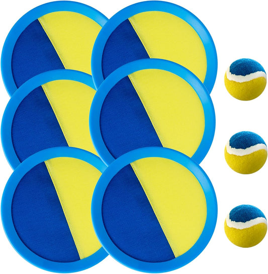 Kids Toys - Outdoor Games for Kids, Toss and Catch Ball Set with 6 Paddles 3 Balls, Toys for 3 4 5 6 7 8+ Year Old Boys Girls Christmas Birthday Gifts (Light Blue)