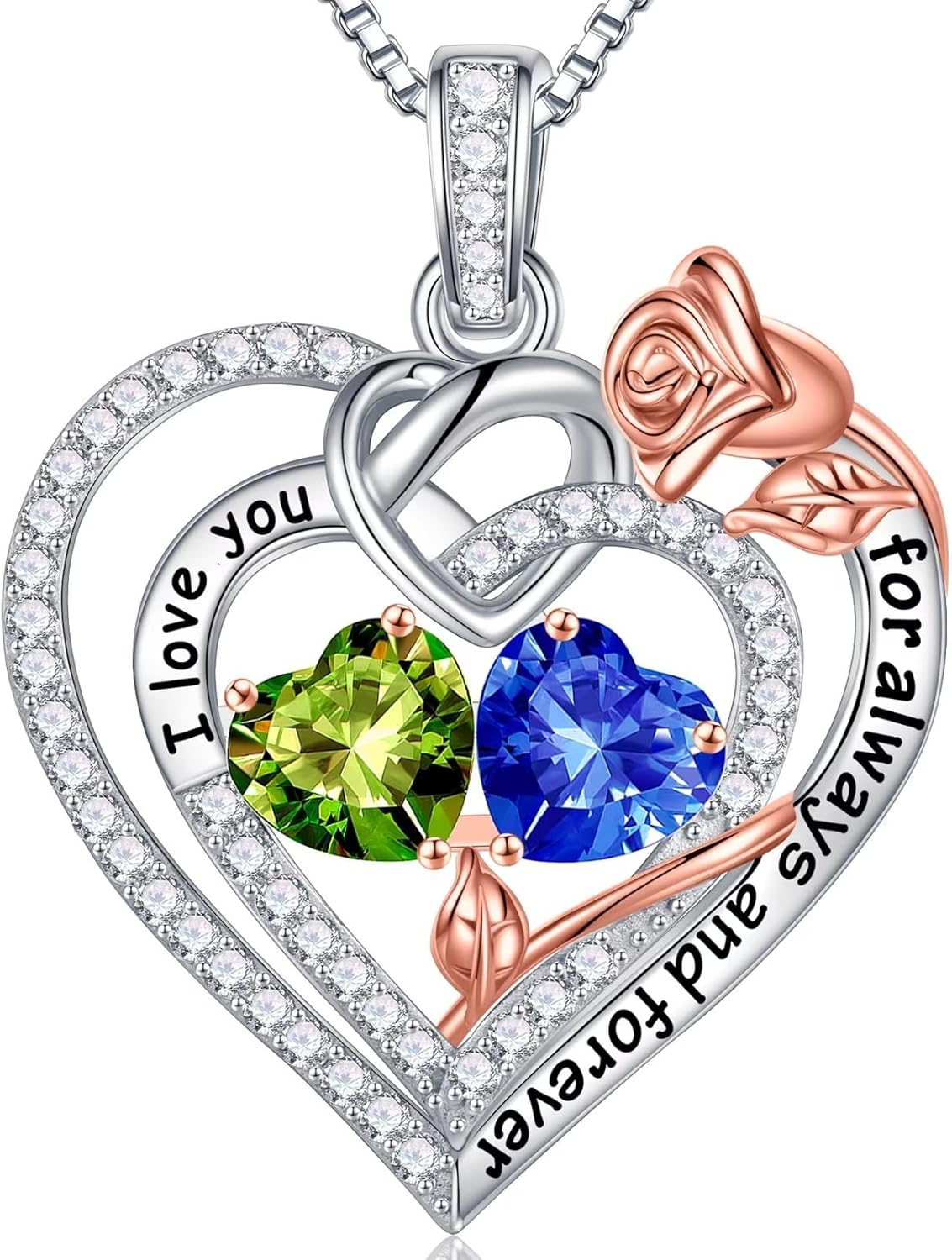 Iefil Christmas Gifts for Wife Women - 925 Sterling Silver Double Birthstone Necklace, Anniversary Birthday Gifts for Women, Jewelry Gift for Wife Girlfriend Mom Her