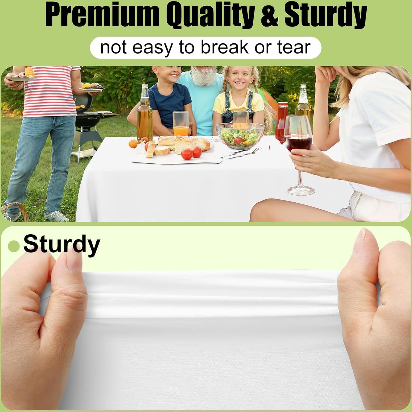 Smiry 54 Inch x 100 Feet Disposable Table Cover Roll, White Plastic Table Cloth in Cut-to-Size Box with Slide Cutter, Waterproof Rectangle Tablecloths for Weddings, Banquets, Outdoor