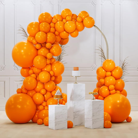 PartyWoo Orange Balloons 128 pcs Different Sizes of 18 12 10 5 Inch Fall Balloon Arch Kit Garland for Thanksgiving Halloween Little Cutie Baby Shower Birthday Party Decorations Orange-Y9