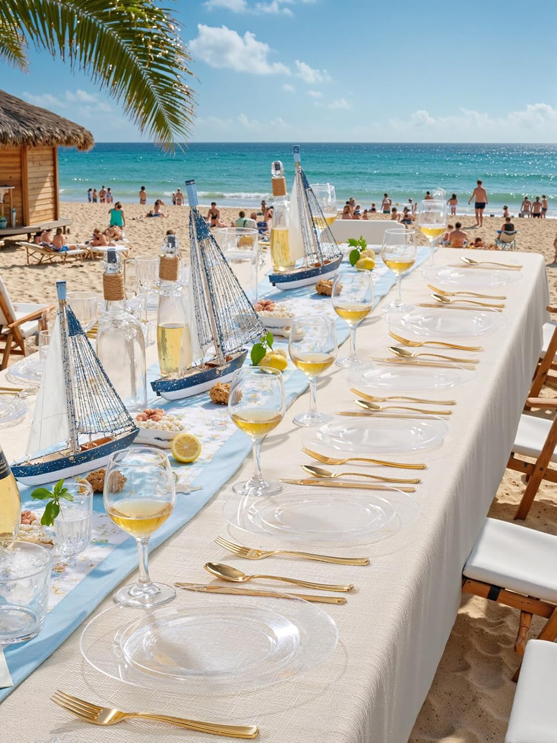 WDF 200PCS Clear Plastic Plates for Party - Heavy Duty Clear Disposable Plates - 100 x 10"Dinner Plate and 100 x 7" Dessert/Cake Plastic Plate for Weddings/Traval/Party/BBQ/Events