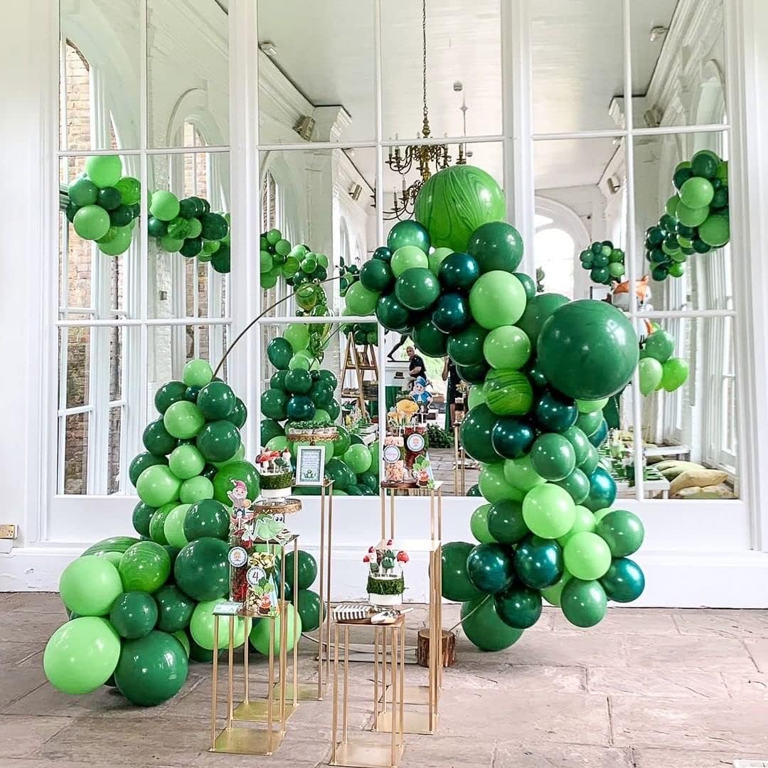 Dark Green Balloons 125 PCS Different Sizes 18 12 10 5 Inch Emerald Hunter Forest Green Balloon Arch Kit for Birthday Baby Shower Christmas Graduation Dinosaur Jungle Theme Party Decorations