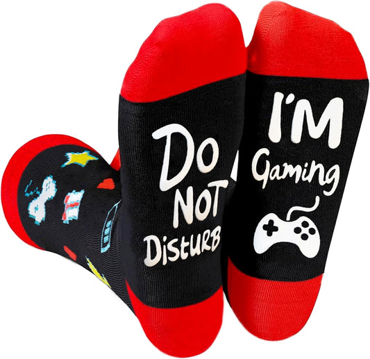 Funny Christmas Valentines Gifts Stocking Stuffers for Teen Kids Men Women Do Not Disturb I'm Gaming Socks Gamer Socks