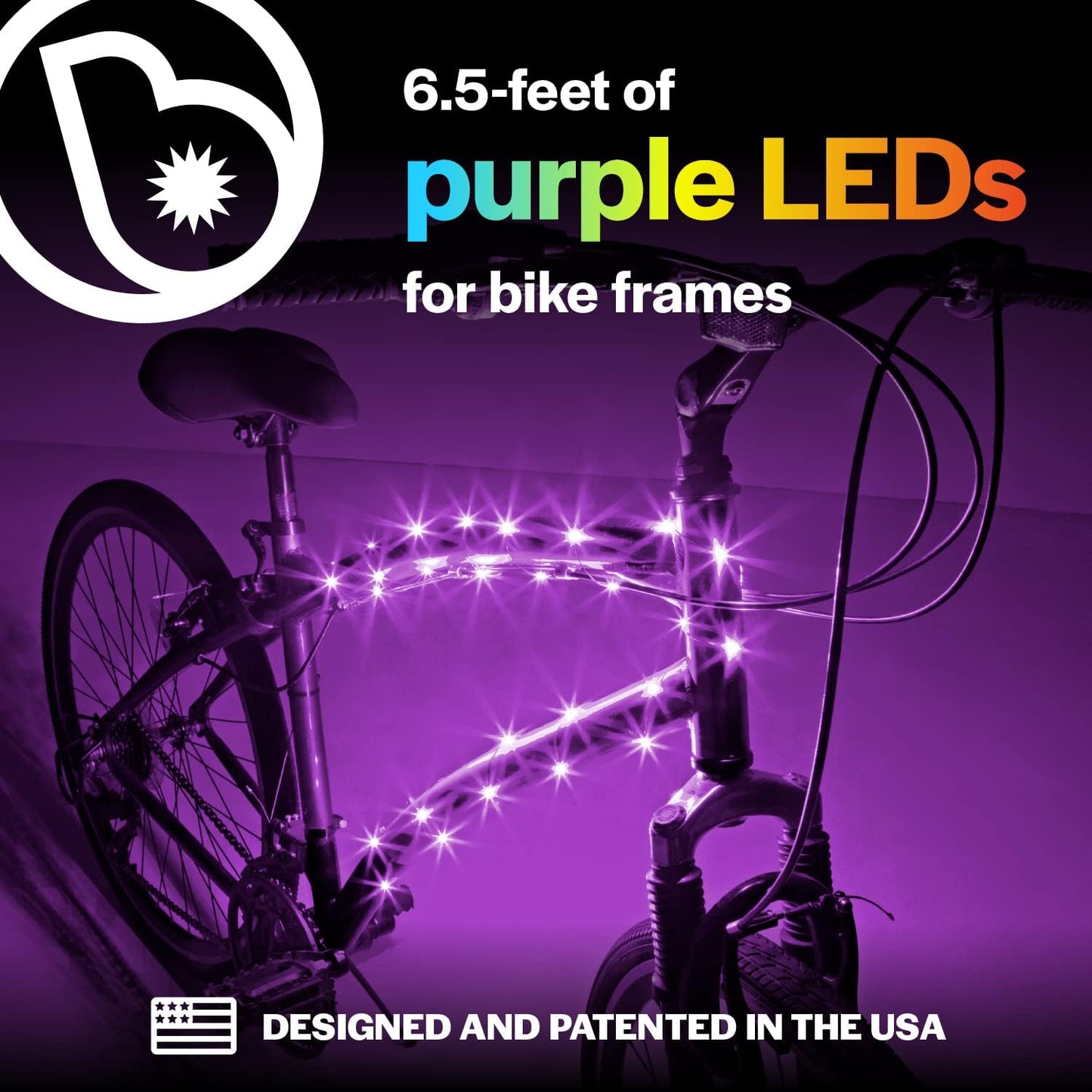 Brightz CosmicBrightz LED Bike Frame Rope Light - 6.5-Foot String Rope - Battery-Powered with On/Off Switch - Ultra Bright Color Keeps Your Ride Fun and Safe for Kids, Teens, & Adults