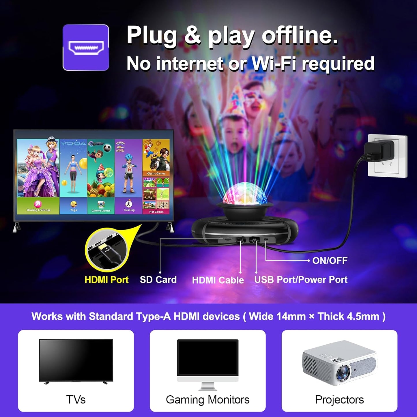 FWFX Dance Mat for Kids and Adults, 2-Player Musical Electronic Dancing Game for TV, Active Indoor Game for Family Parties - Ideal Christmas and Birthday Gift for Kids Boys Girls (Gray)