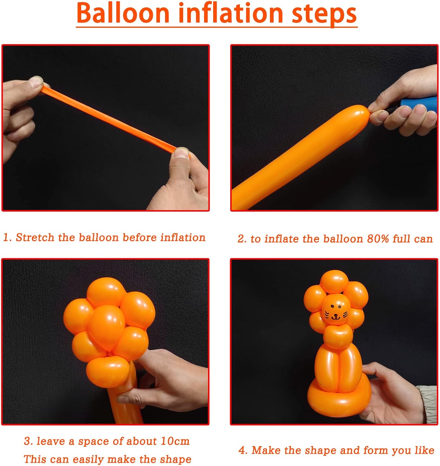 260 Long Balloons 100 Pack Orange Twisting Animal Balloons Thickening Latex Modeling Long Magic Balloons for Animal Model Weddings Birthdays Festival Party Decorations