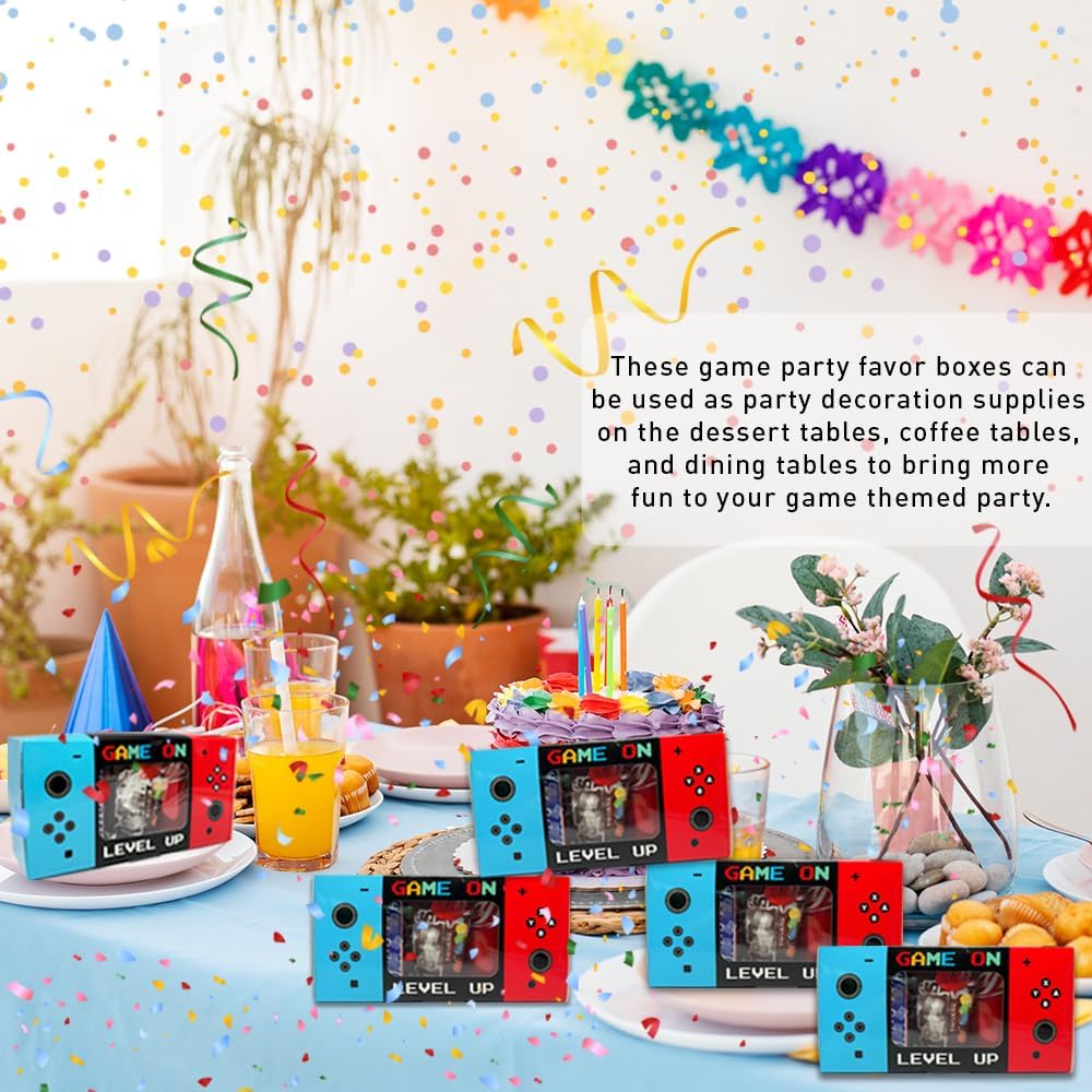Shescrzionu Video Game Party Favors Boxes 12 PCS-Perfect Gamer Party Favors,Party Favor Boxes with Window,Game On Birthday Decorations Video Game Birthday Decorations,Game Bags,Video Game Gifts Aa01