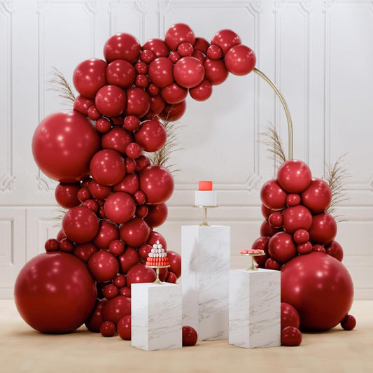 PartyWoo Burgundy Balloons 128 pcs Different Sizes Pack of 18 12 10 5 Inch Dark Red Maroon Fall Balloon Arch Kit Garland for Graduation Thanksgiving Wedding Birthday Party Decorations Red-Y62