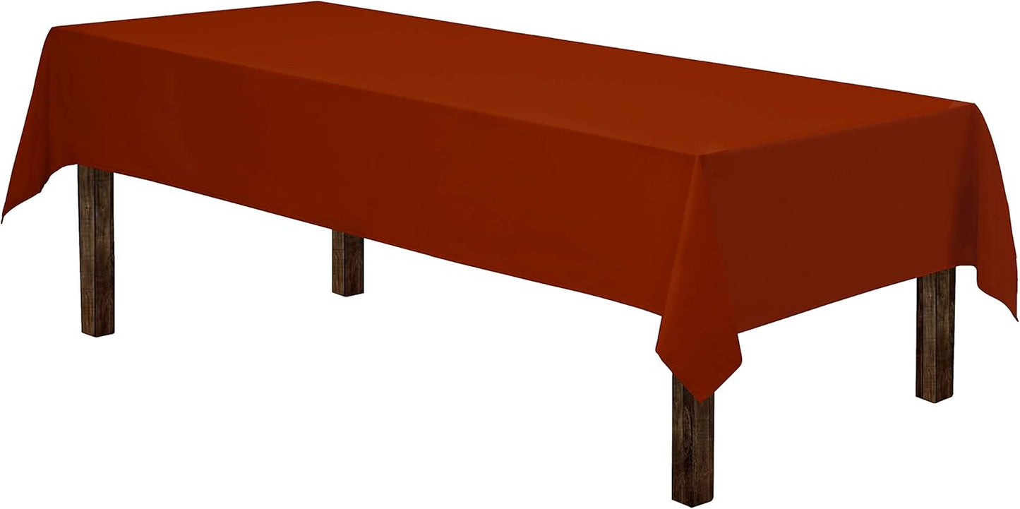 Gee Di Moda Rectangle Tablecloth - 60 x 84 Inch Burnt Orange, Polyester, Rectangular, Heavy Duty, Washable, Wrinkle Resistant, Ideal for 5 Ft Buffet Table, Holiday Party, Dinner, Wedding & Baby Shower