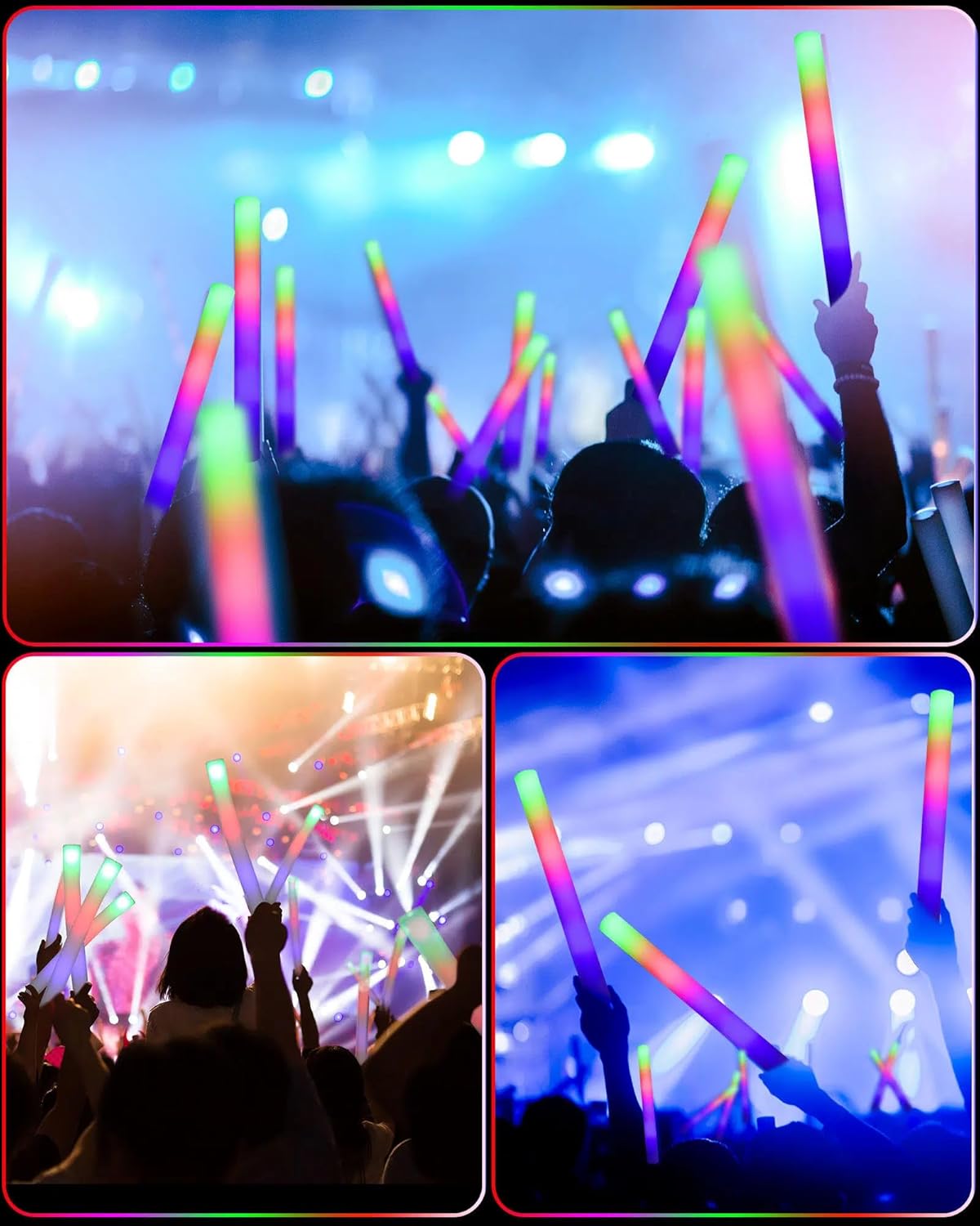 Maitys 72 Pcs Foam Sticks Light up Glasses, Glow in the Dark Sunglasses Foam Sticks LED Glasses Light up Supplies