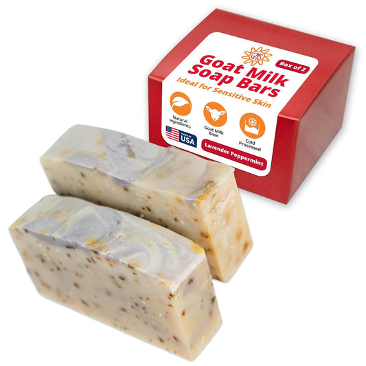 Goat Milk Stuff Goat Milk Soap - LAVENDER PEPPERMINT SOAP | All-Natural Soap, Moisturizing Bar For Hands and Body, For All Skin Types - Handmade (Box of 2)