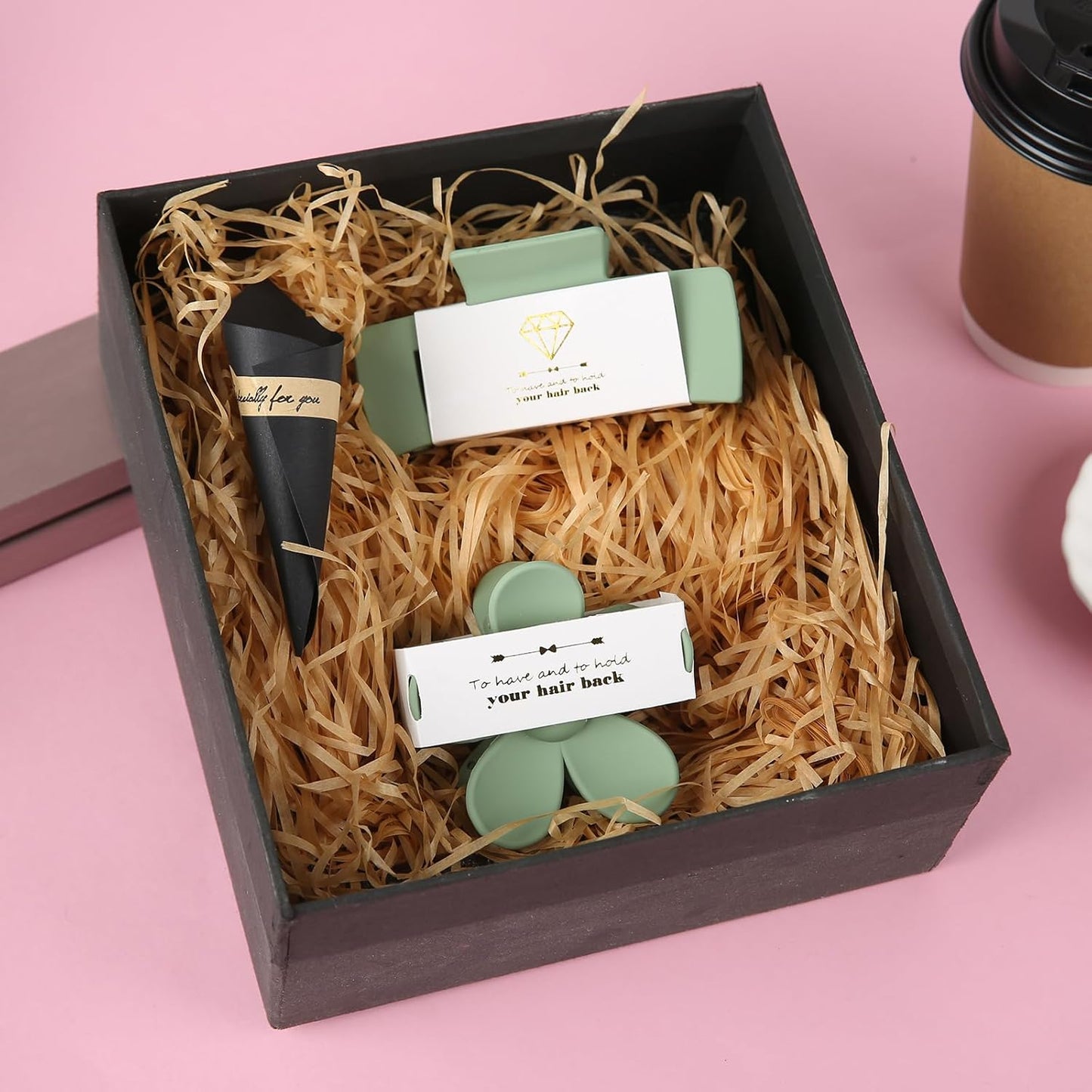 Bridesmaid Scrunchies Proposal Gifts 4.1inch square Hair Claws Bachelorette Hair Clip heart sunglasses Girls gift for Wedding Party Favors (White&Sage Green)