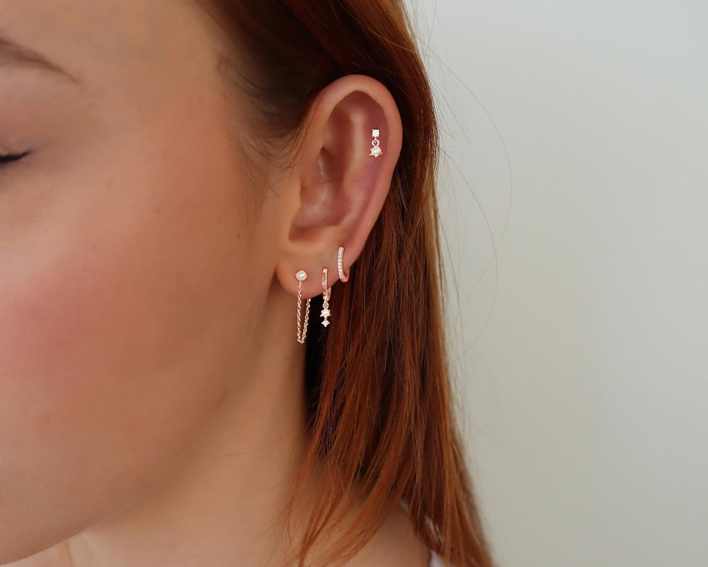 Gold Earrings for Women, 14k Gold Plated Dangle Huggie Earrings for Women Trendy Dainty Gold Hoop Earring Stacks Hypoallergenic Pearl Chain Drop Cartilage Earring Fashion Womens Jewelry