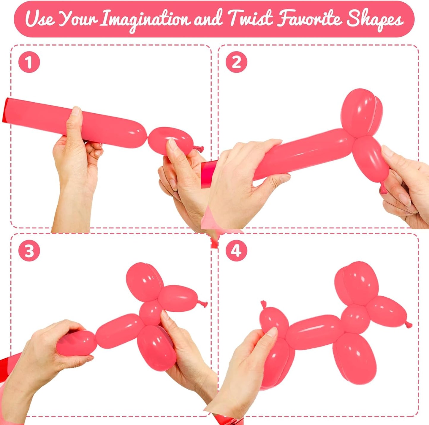 100Pcs Pastel Red 260 Balloons, Long Balloon for Tying Balloon Arch, Long Skinny Balloons for Twisting Ballons Animal balloons Birthday Party Wedding Festival Decorations