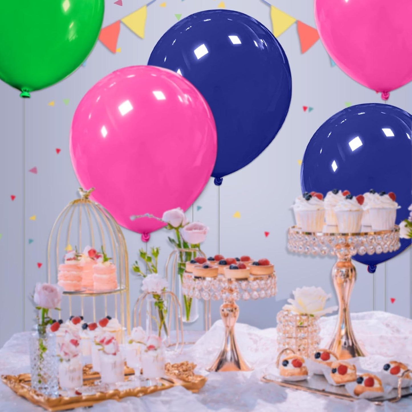 32Pcs Navy Blue Big Balloons 18 Inch, Round Dark Blue Large Latex Party Balloons for Birthday Wedding Decorations.