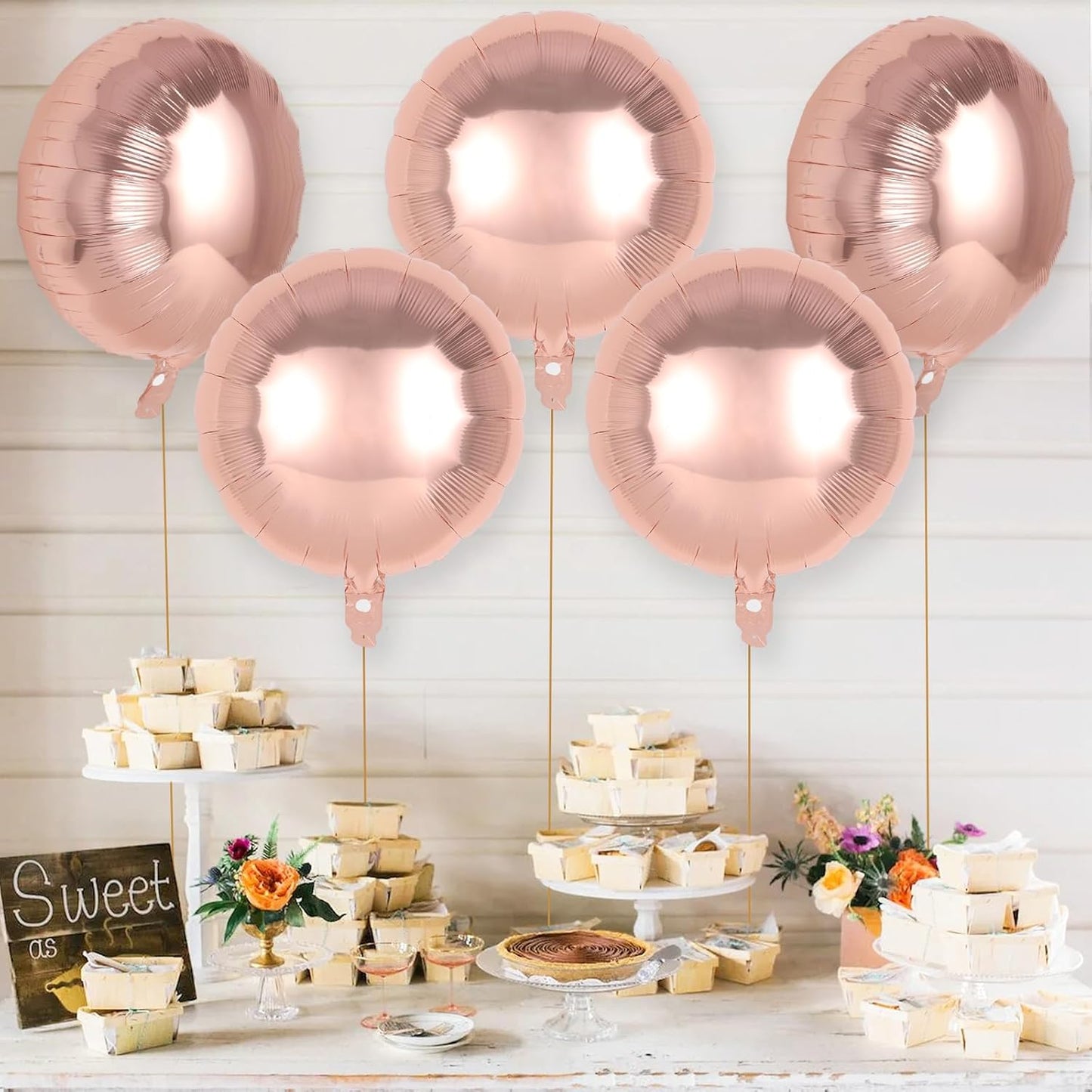 20 Pcs Round Shaped Balloons,18 Inch Round Foil Balloon,Giant Round Mylar Balloon Helium Balloons for Birthday Party Baby Shower Wedding Decorations (Champagne Gold)