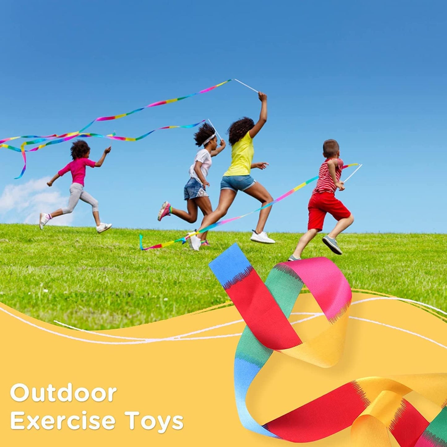 12PCS Rainbow Dance Ribbons Party Favors for Girls Rhythmic Gymnastics Ballerina Birthday Party Streamers Decoration, Kids Circus Carnival Ribbon Silks Sticks Wands