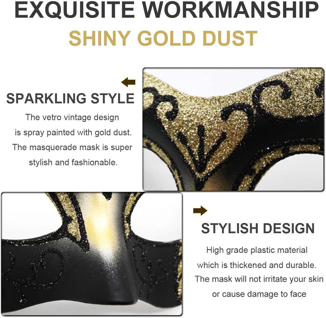 Masquerade Mask for Couples Lace Eye Mask Venetian Carnival Halloween Mask Party Ball Prom Mask Costume Mardi Gras 2Pack