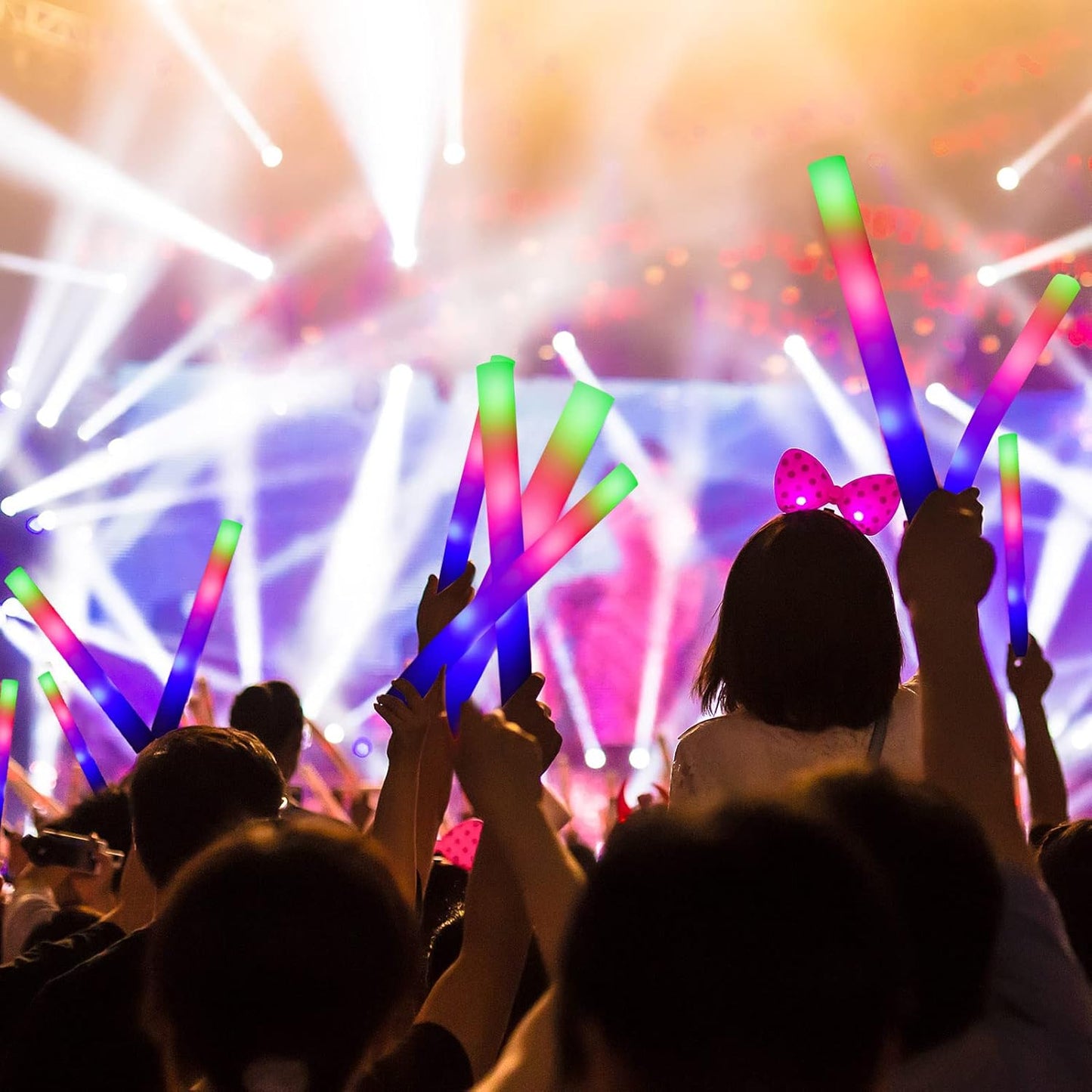 Glow Sticks Bulk -70 Pcs LED Foam Sticks Glow in The Dark Party Supplies,3 Modes Colorful Flashing Light Up Toys for Wedding Birthday Party Concert Halloween Christmas