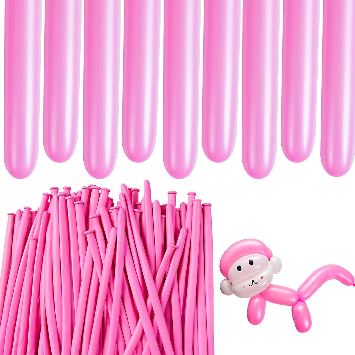 Pink 260 Long Skinny Twisting Animal Balloons, Rainbow Balloons for Animal Shapes Carnival Festival Party Supplies 100pcs