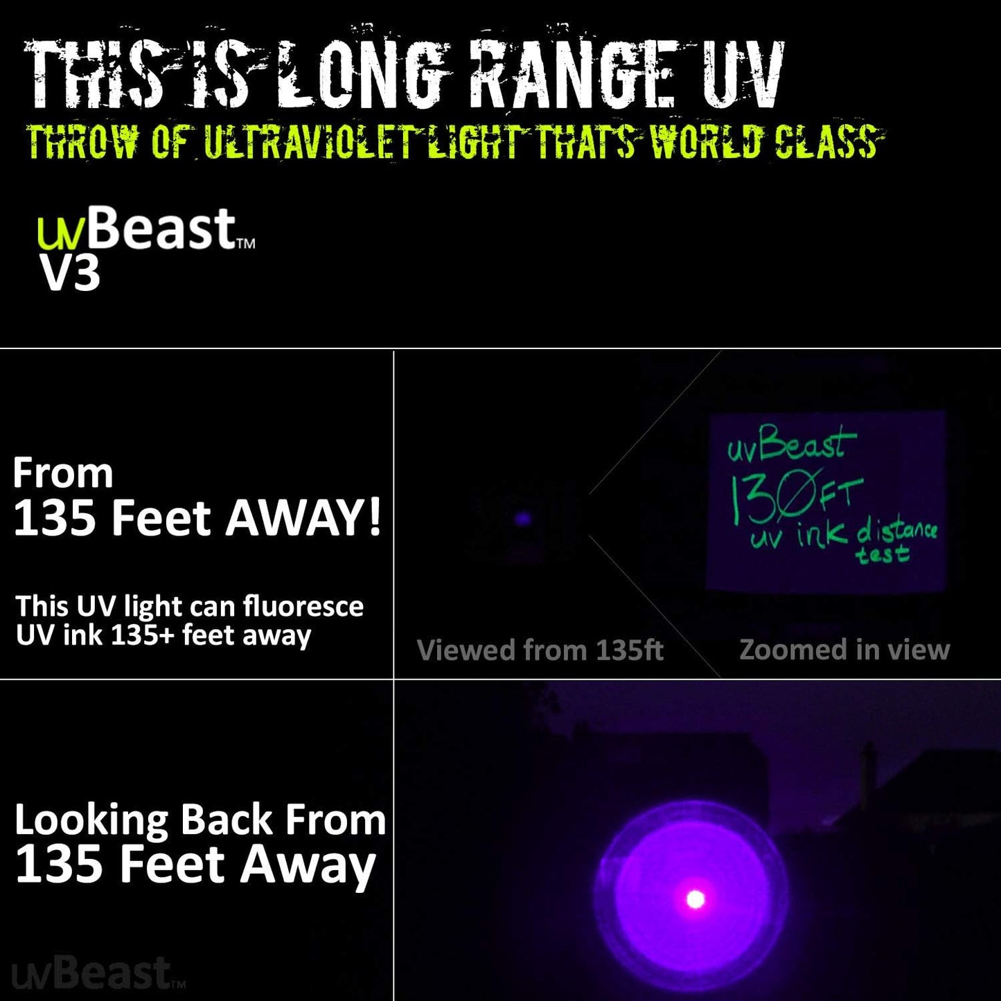 uvBeast V3 385-395nm Black Light UV Flashlight - High Power Upgraded Triple Broad Band LEDs Best for Professional/Commercial Use - USA Stock