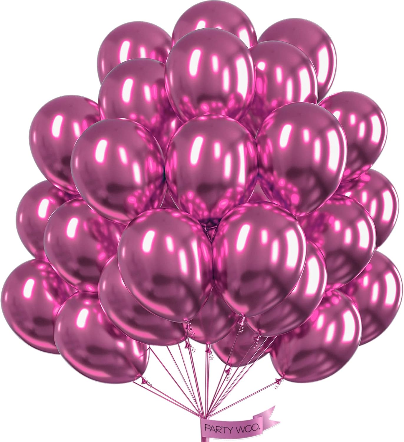 PartyWoo Metallic Hot Pink Balloons 50 pcs 12 Inch Metallic Pink Magenta Fushsia Latex Helium Balloons for Birthday Valentine's Day Bachelorette Wedding Baby Shower Party Decorations Pink-G114