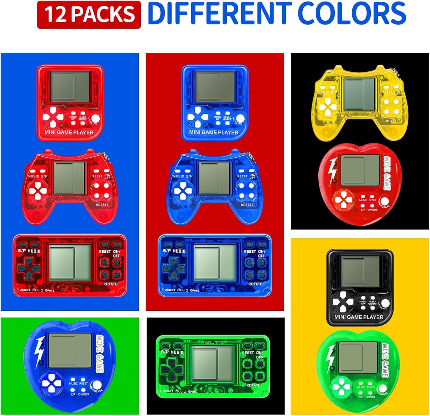 12Pcs Video Game Party Favors Valentines Day Gifts for Kids, Mini Game Keychain Arcade Party favors Birthday Supplies Classroom Prizes for Boys and Girls