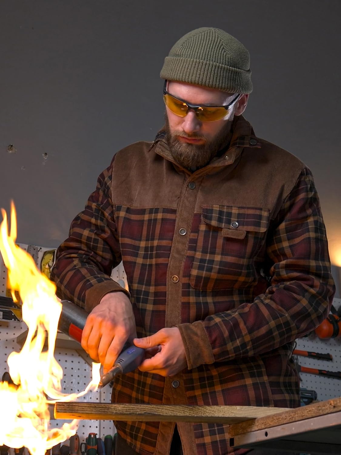 Mr.Stream Men's Outdoor Casual Vintage Long Sleeve Plaid Flannel Button Down Shirt Jacket