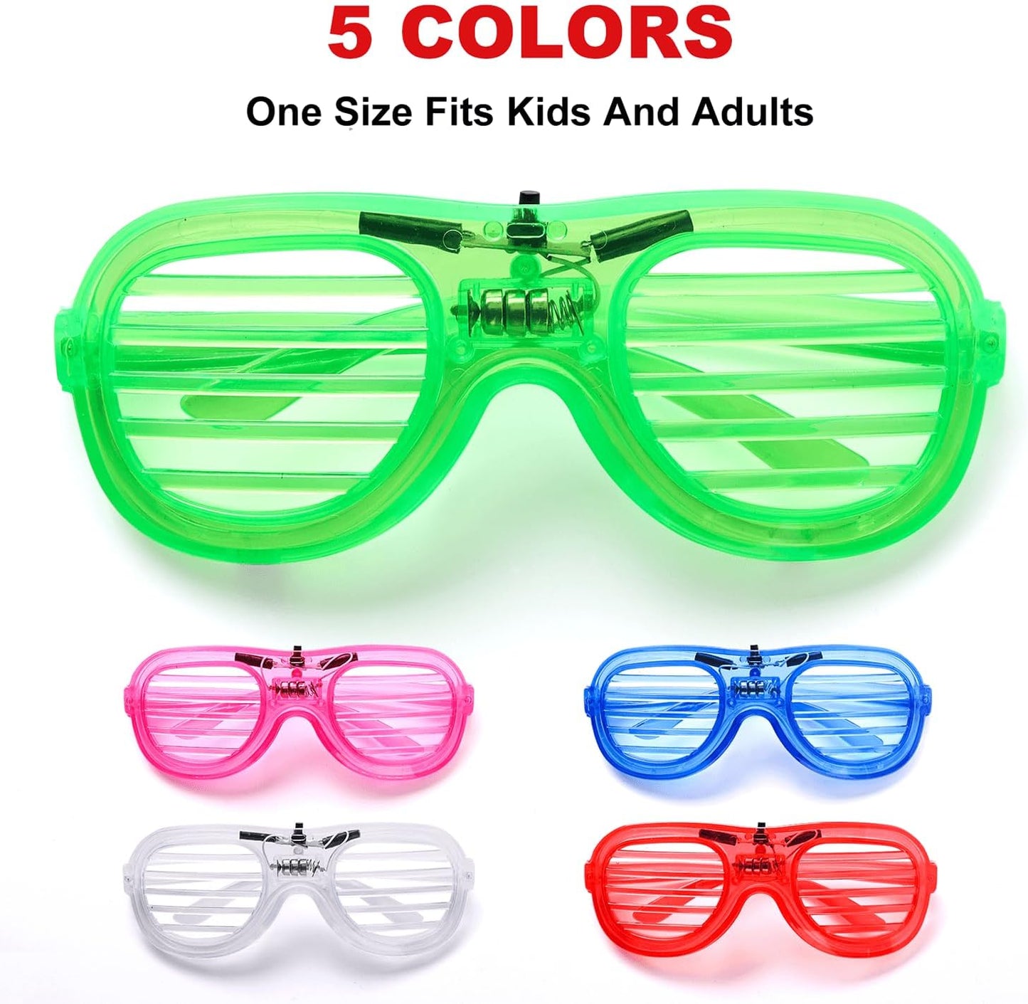 25 Pcs Light Up Glasses, LED Rave Sunglasses Glow In The Dark Party Supplies Bulk, Hora Loca Party 5 Neon Color Night Accessories Decorations Kids Man Adult, Birthday Wedding NewYear Christmas
