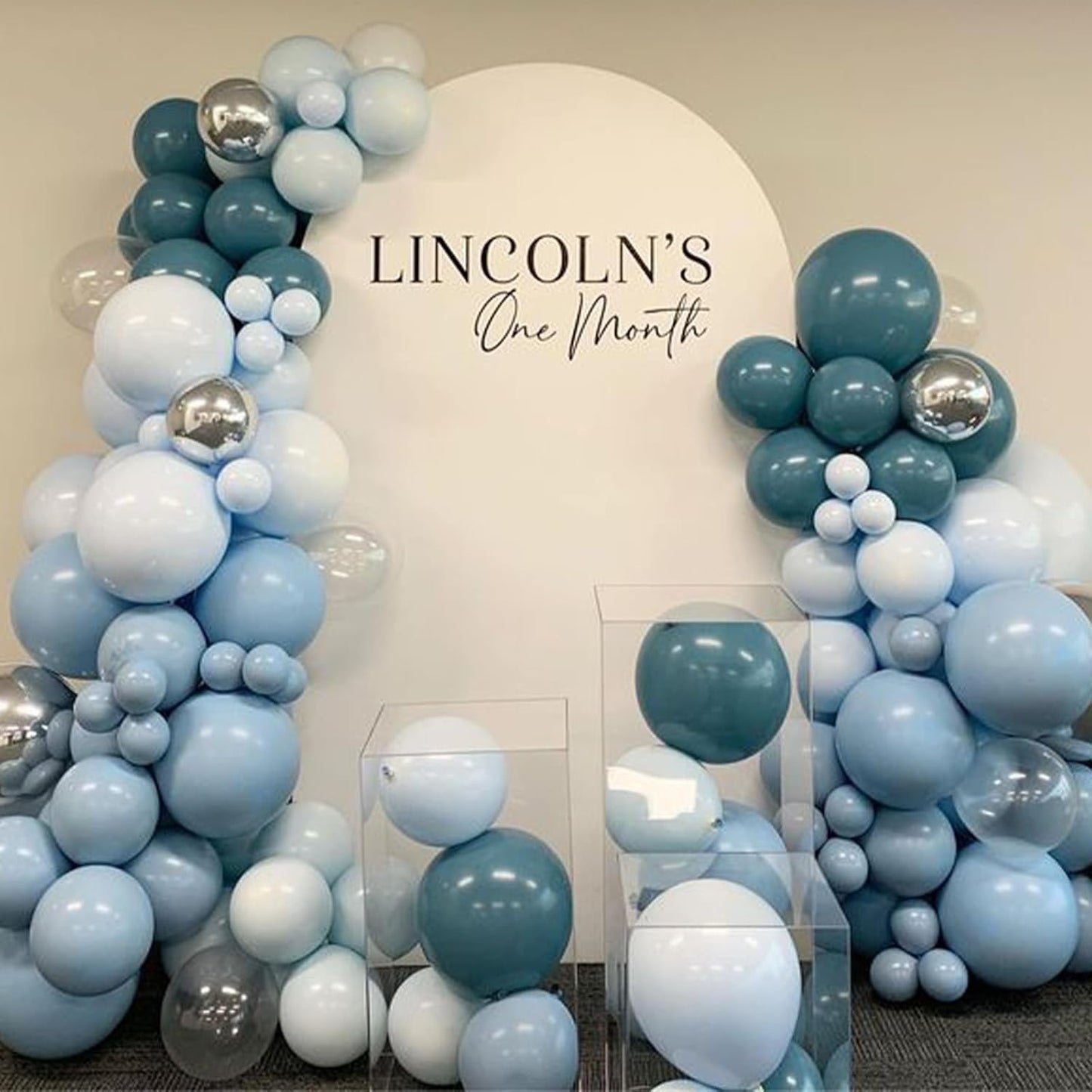 Dusty Blue Grey Balloons Garland Arch Kit, Slate Dark Dusty Petrol Blue Balloon Fog Pastel Haze Latex Balloons Garland for Bridal Baby Shower Birthday Party Helium Balloon Boho Wedding Decorations