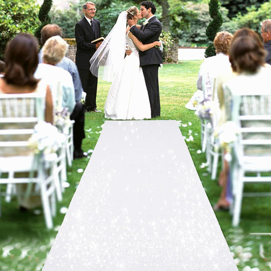 PartyDelight Wedding Aisle Runner Sequin Carpet Runner for Party Sparkly Rug Indoor Outdoor Weddings Engagement Ceremony White 2FTx15FT