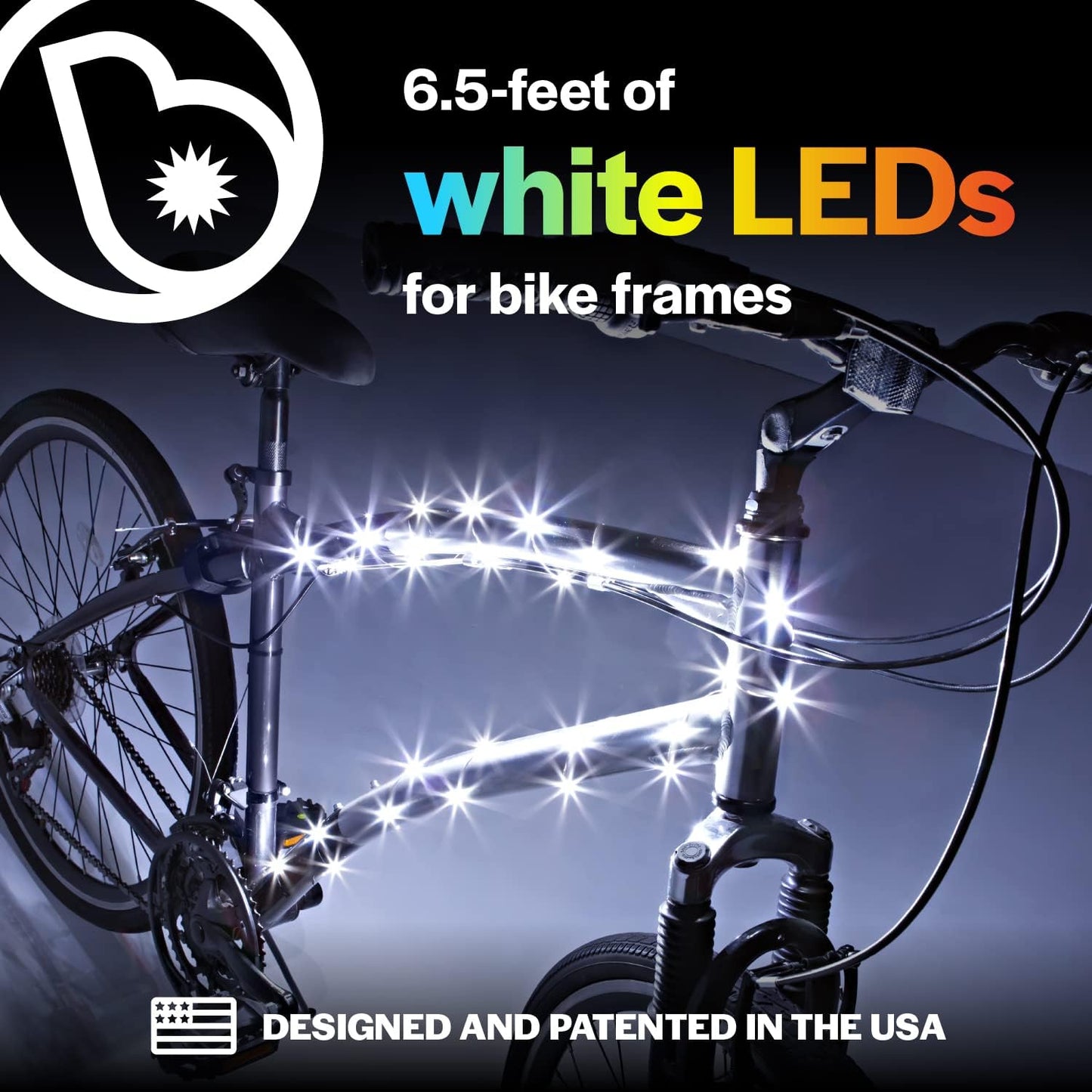 Brightz CosmicBrightz LED Bike Frame Rope Light - 6.5-Foot String Rope - Battery-Powered with On/Off Switch - Ultra Bright Color Keeps Your Ride Fun and Safe for Kids, Teens, & Adults