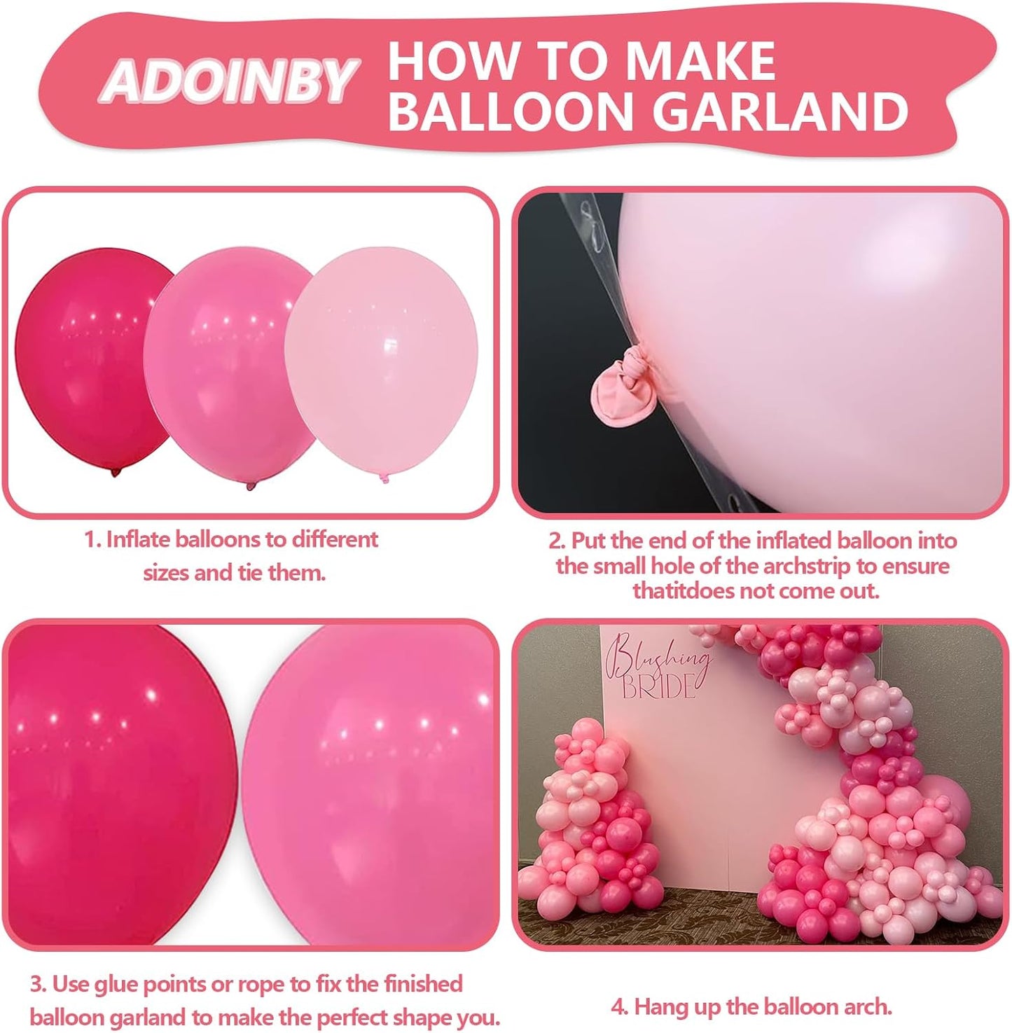 139Pcs Pink Balloon Arch Kit, 18 12 10 5 Inch Different Size Balloons for Wedding Birthday Princess Theme Baby Shower Bridal Shower Party Decorations