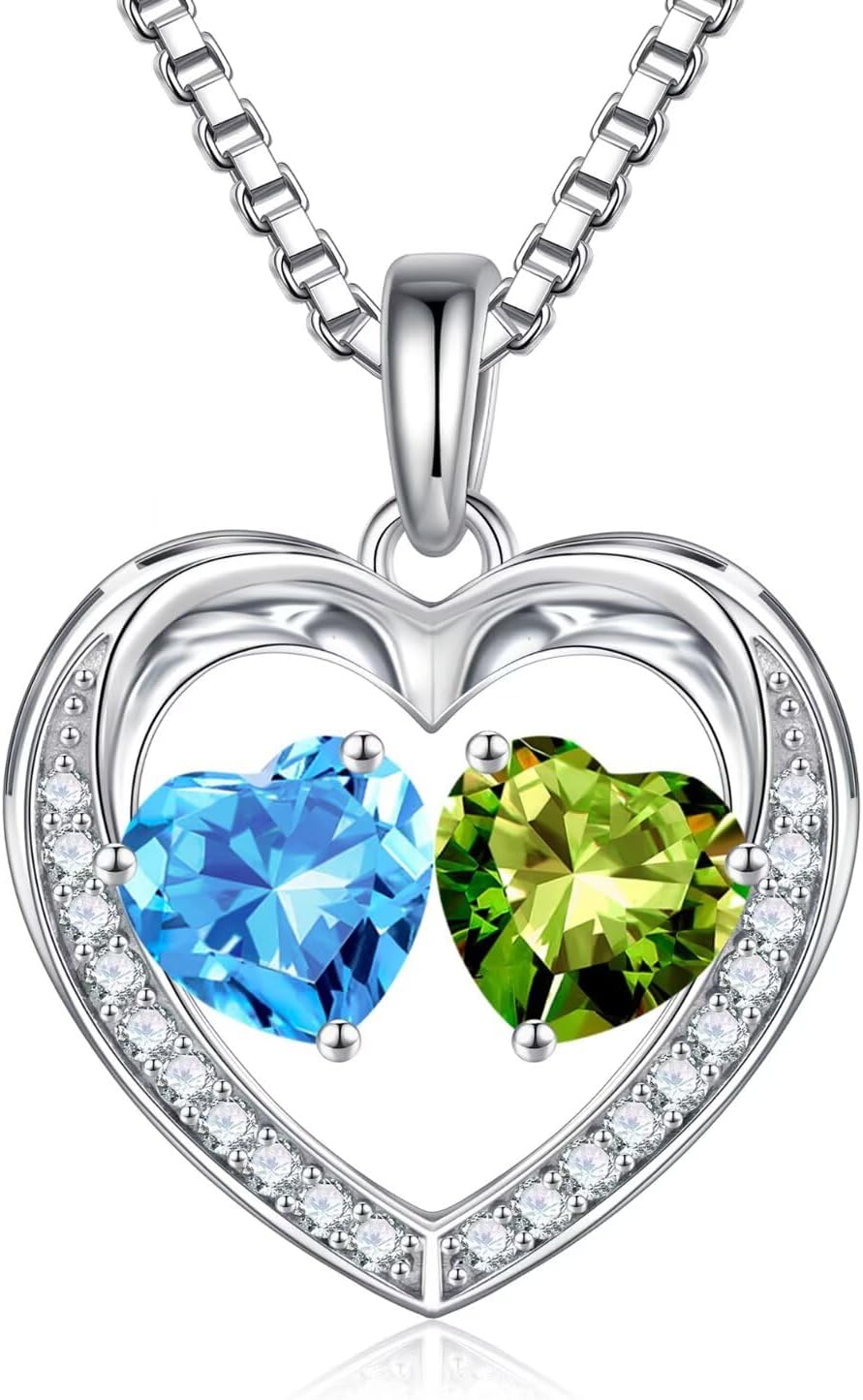 Iefil Christmas Gifts for Wife - 925 Sterling Silver Birthstone Necklace, Anniversary Birthday Gifts for Women, Stocking Stuffers for Women Wife Mom Daughter